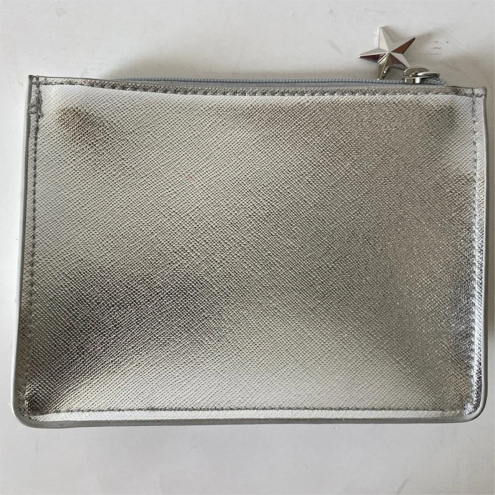 Givenchy, Silver Lasar Finish Metallic Cardholder make up Pouch Quiet Luxury